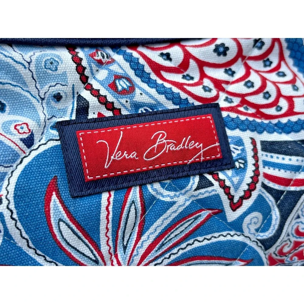 Vera Bradley Nautical Seaside Miller Tote Capri Blue Paisley Large Quilted EUC